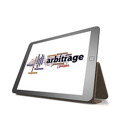 Image showing Arbitrage word cloud on tablet