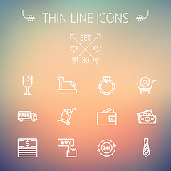 Image showing Business shopping thin line icon set