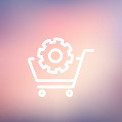 Image showing Shopping cart with gear thin line icon