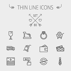 Image showing Business shopping thin line icon set