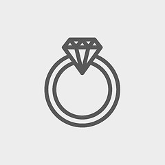 Image showing Diamond ring thin line icon