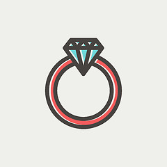 Image showing Diamond ring thin line icon