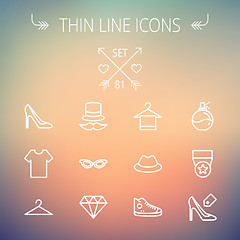 Image showing Business shopping thin line icon set