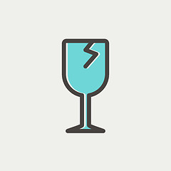 Image showing Broken glass wine thin line icon