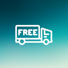 Image showing Free delivery van thin line icon