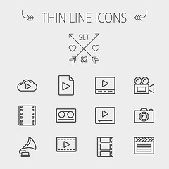 Image showing Mutimedia thin line icon set