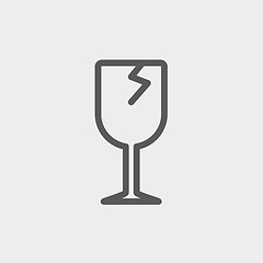 Image showing Broken glass wine thin line icon