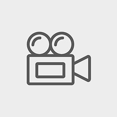 Image showing Old cinema video cam thin line icon