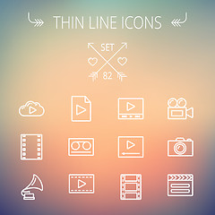 Image showing Mutimedia thin line icon set