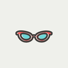 Image showing Retro cat eyeglasses thin line icon