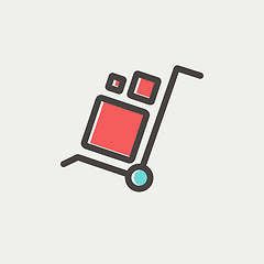 Image showing Trolley with boxes thin line icon