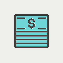 Image showing Stack of dollar bills thin line icon