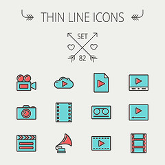 Image showing Mutimedia thin line icon set