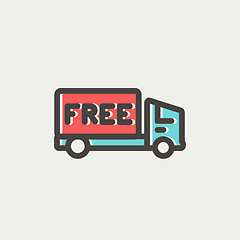 Image showing Free delivery van thin line icon
