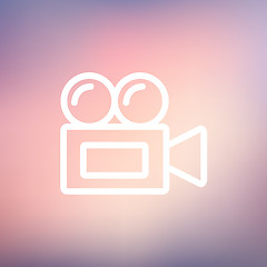 Image showing Old cinema video cam thin line icon