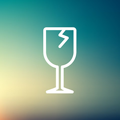 Image showing Broken glass wine thin line icon