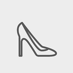 Image showing Lady high heel shoe thin line icon