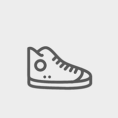 Image showing High cut rubber shoes thin line icon