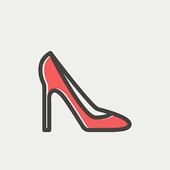 Image showing Lady high heel shoe thin line icon