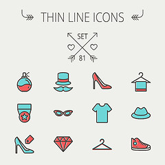 Image showing Business shopping thin line icon set