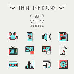 Image showing Multimedia thin line icon set