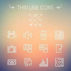 Image showing Multimedia thin line icon set