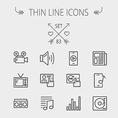 Image showing Multimedia thin line icon set