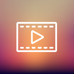 Image showing Film strip with arrow thin line icon