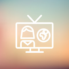 Image showing TV weather reporter thin line icon