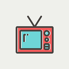 Image showing Vintage television thin line icon