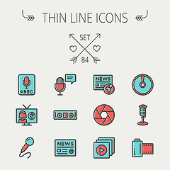 Image showing Multimedia thin line icon set