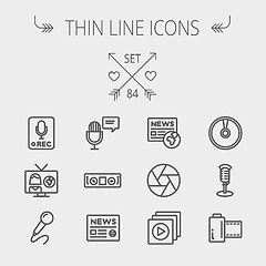 Image showing Multimedia thin line icon set