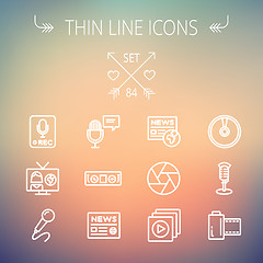 Image showing Multimedia thin line icon set