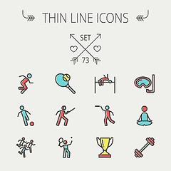 Image showing Sports thin line icon set