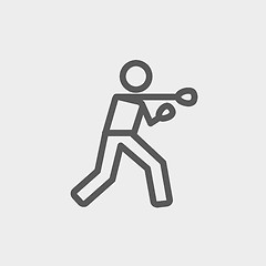 Image showing Boxing man punch thin line icon