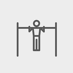 Image showing Pull up exercise in bar thin line icon