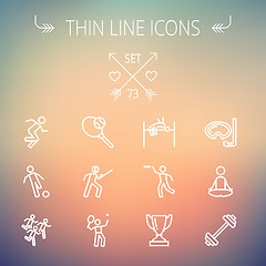 Image showing Sports thin line icon set