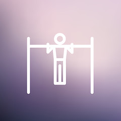 Image showing Pull up exercise in bar thin line icon