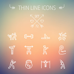 Image showing Sports thin line icon set