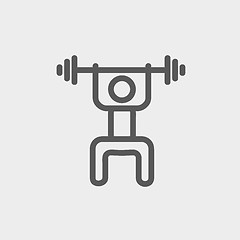 Image showing Weightlifter man with barbell thin line icon