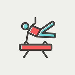 Image showing Gymnast on Pommel Horse thin line icon