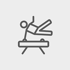 Image showing Gymnast on Pommel Horse thin line icon