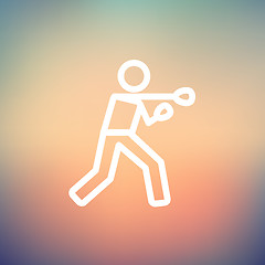 Image showing Boxing man punch thin line icon