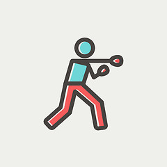 Image showing Boxing man punch thin line icon