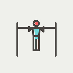 Image showing Pull up exercise in bar thin line icon