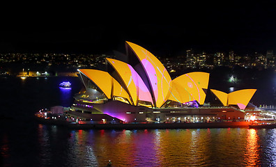 Image showing Sydney Opera House aglow in colour for Vivid Sydney