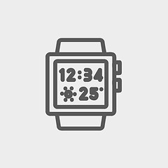 Image showing Trendy smart watch thin line icon