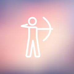 Image showing Archery sport thin line icon