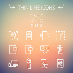 Image showing Technology thin line icon set