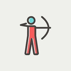 Image showing Archery sport thin line icon